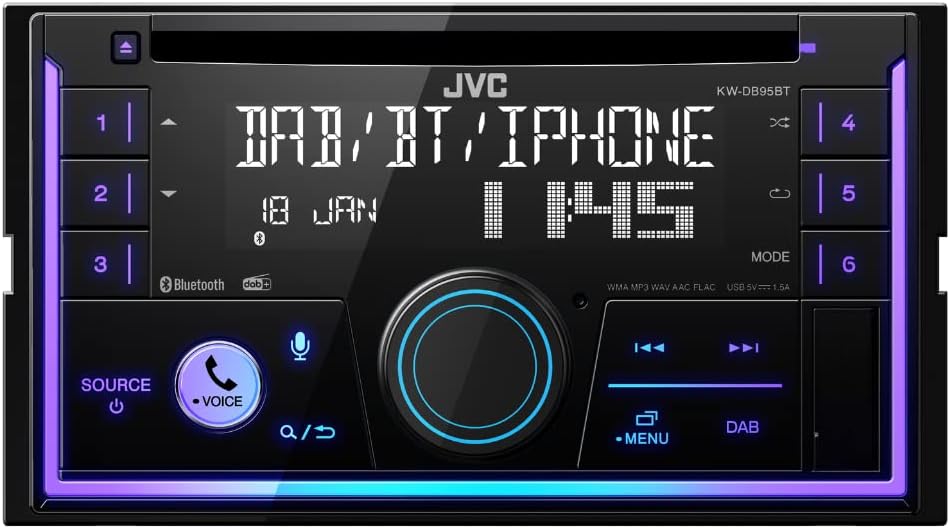 JVC KW-DB95BT Sintolettore CD 2DIN con Bluetooth e tuner DAB +