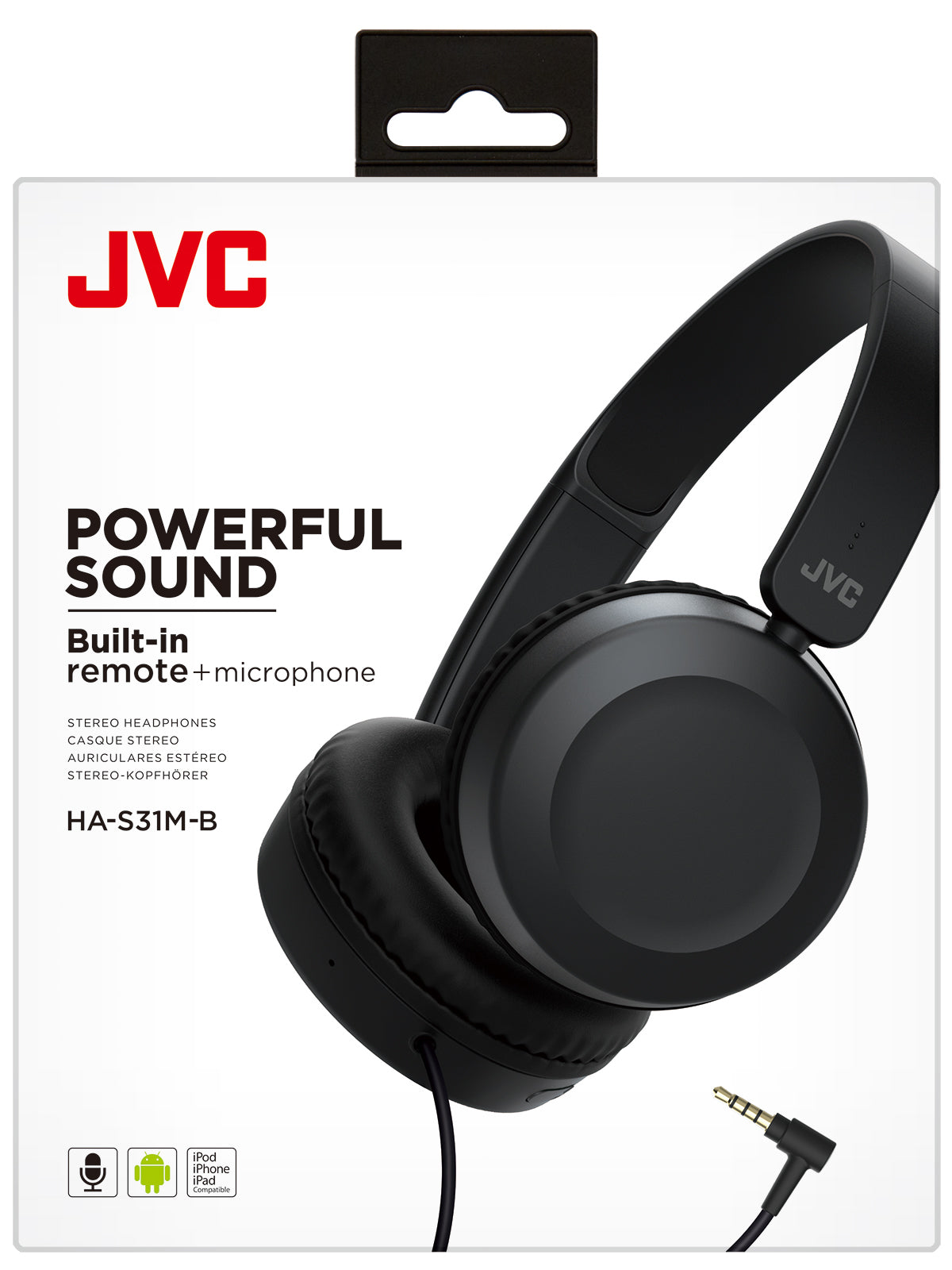 JVC HA-S31M-B-E Cuffie leggere pieghevoli con microfono e telecomando