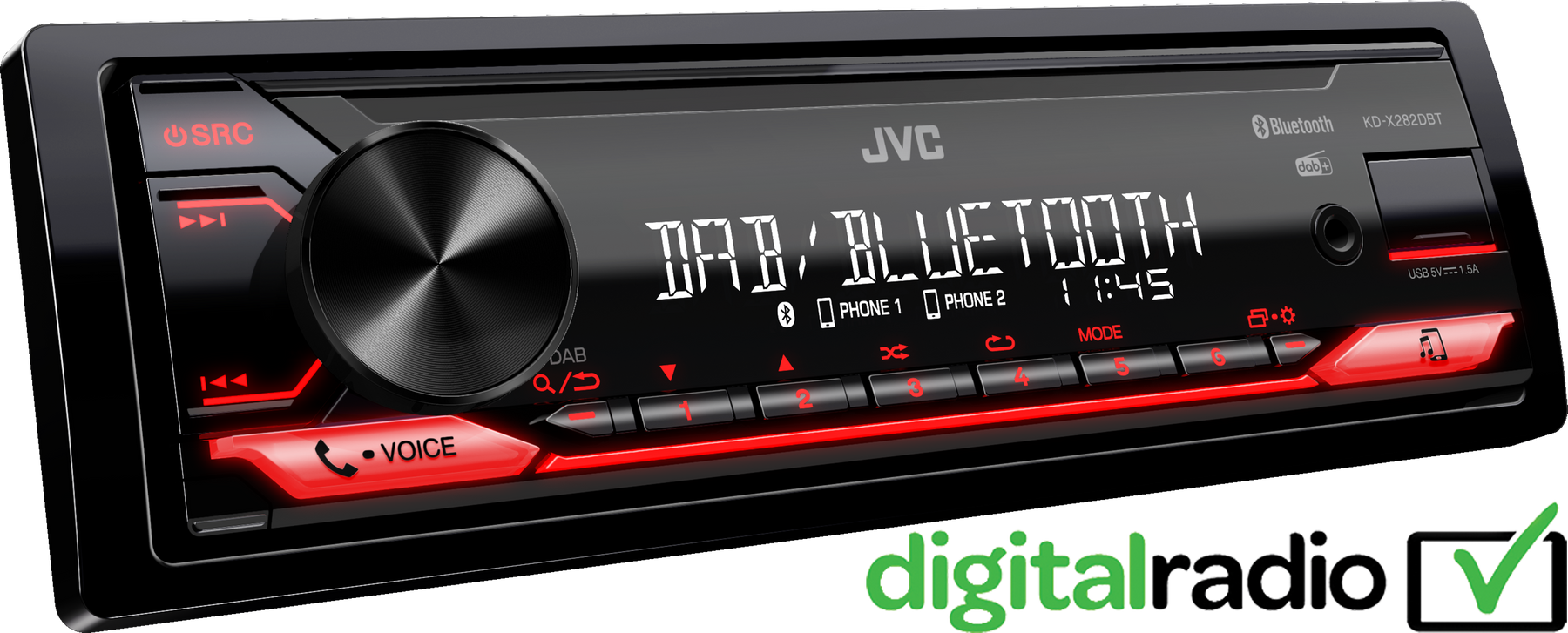 JVC KD-X282DBT Digital Media Receiver con Bluetooth e tuner digitale DAB+