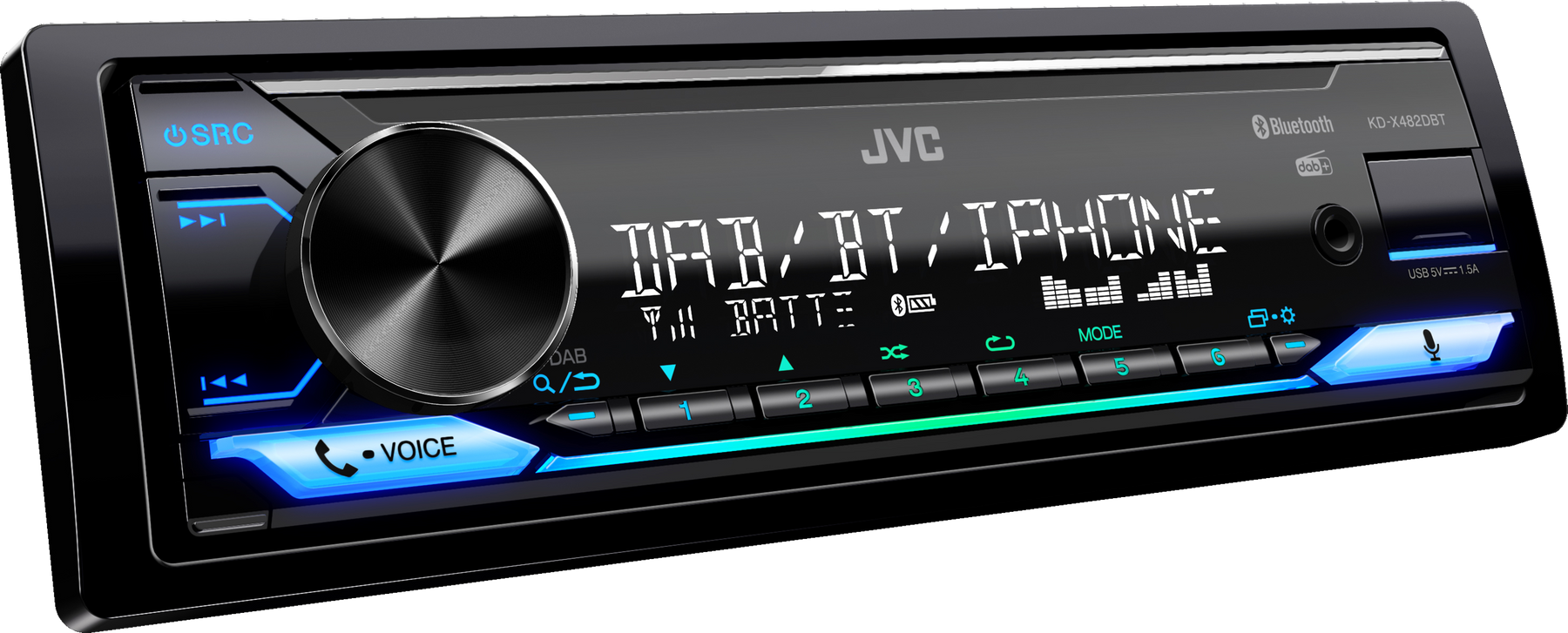 JVC KD-X482DBT Digital Media Receiver 1DIN con Bluetooth e tuner Digital DAB+. Compatibile con Amazon Alexa