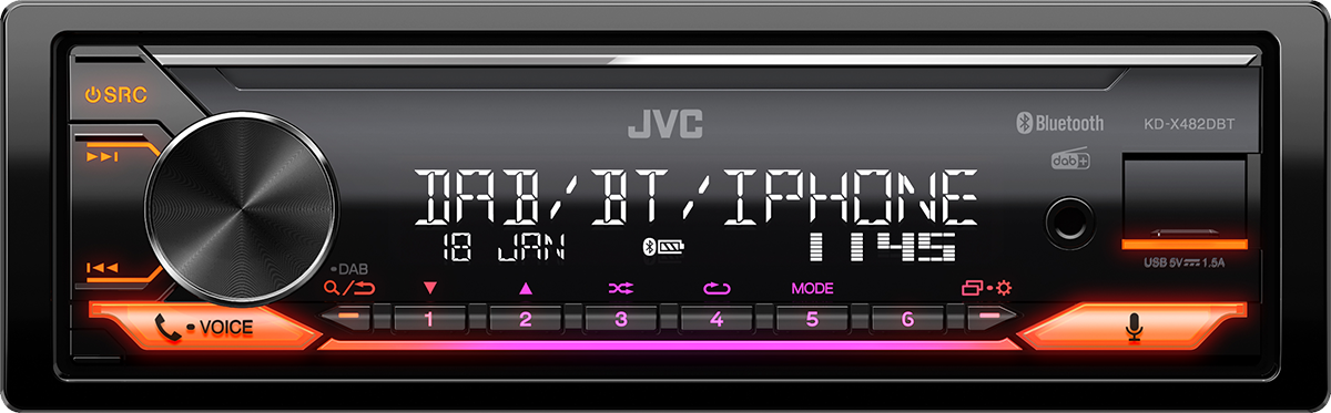 JVC KD-X482DBT Digital Media Receiver  1DIN con Bluetooth e tuner Digital DAB+. Compatibile con  Amazon Alexa