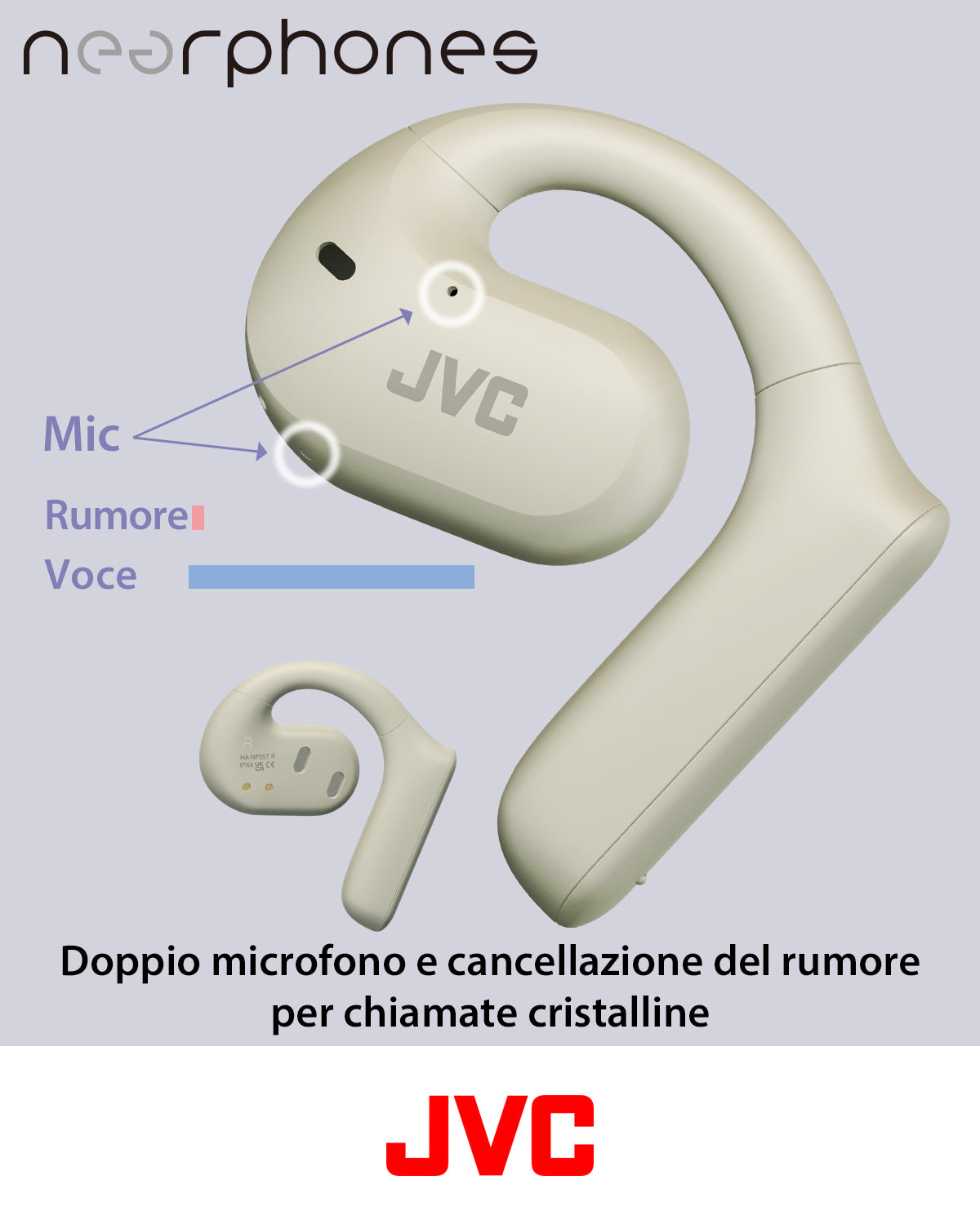 JVC Nearphones HA-NP35T, Auricolari True Wireless, con Cancellazione del Rumore