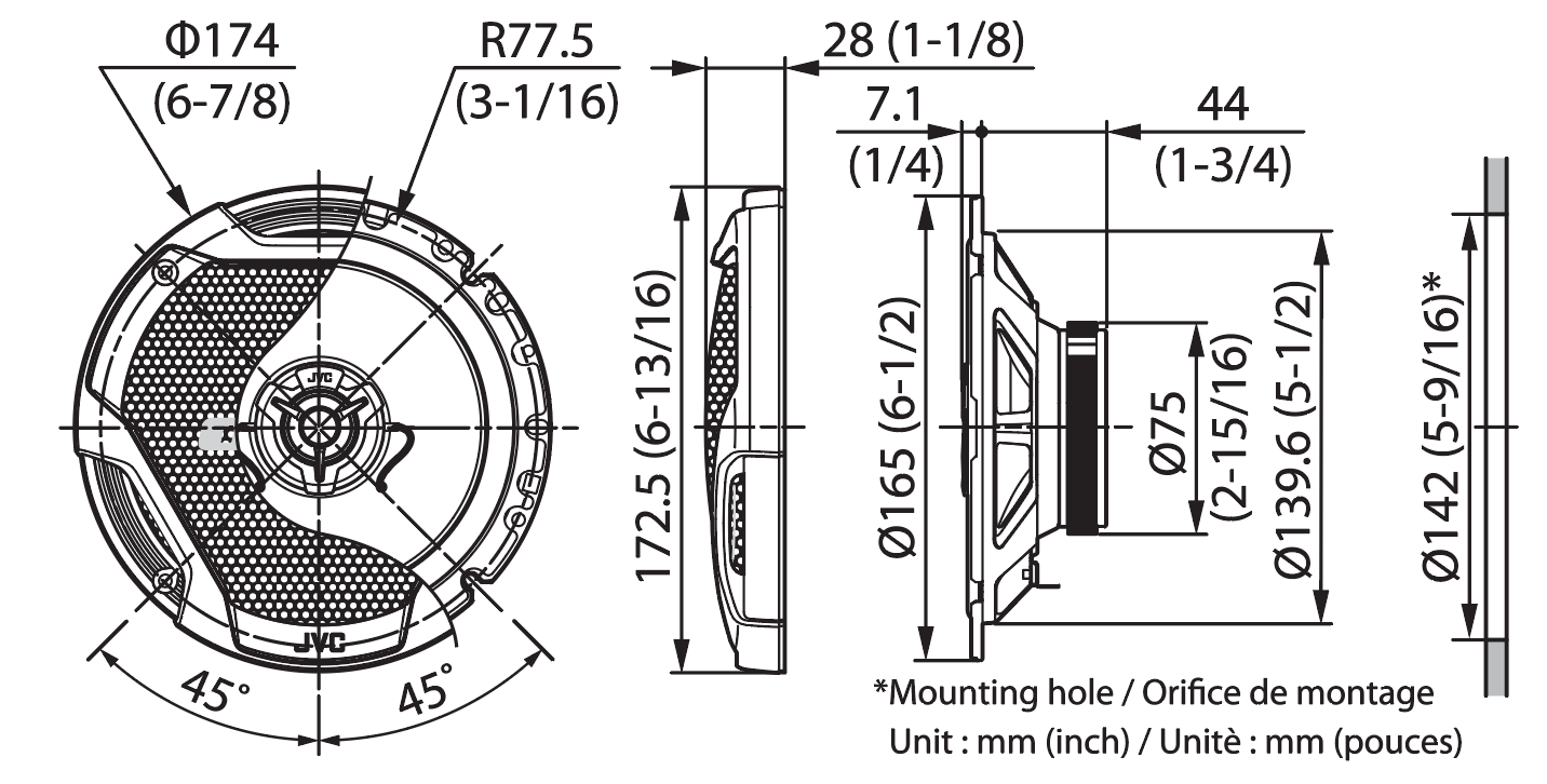 JVC CS-DR1722 - Altoparlanti 6 3/4" (17cm) 2 vie coassiali