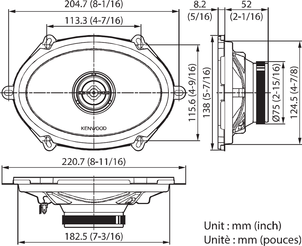 KENWOOD KFC-PS5797C - Sistema di speaker a 2 vie, cono in P.P. 5x7'
