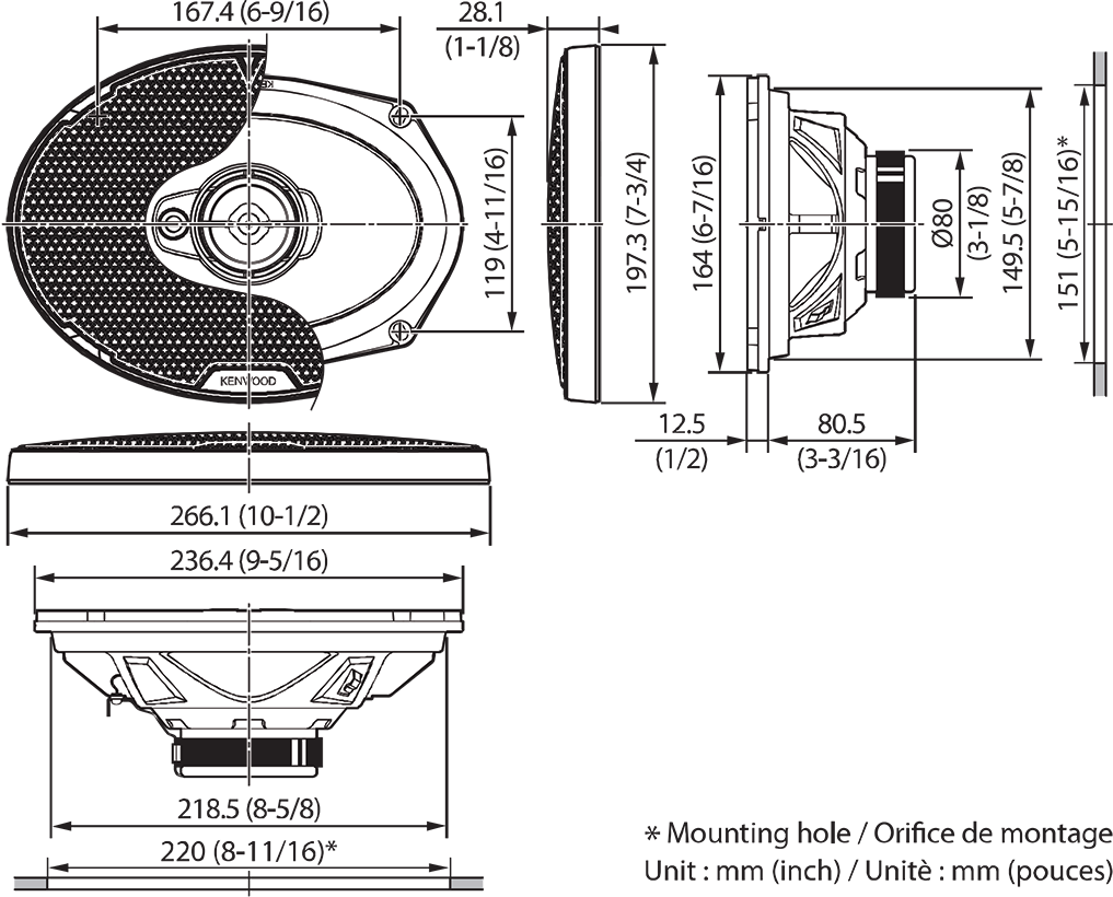 KENWOOD KFC-PS6977 - Sistema di altoparlanti standard a 3 vie da 6x9"