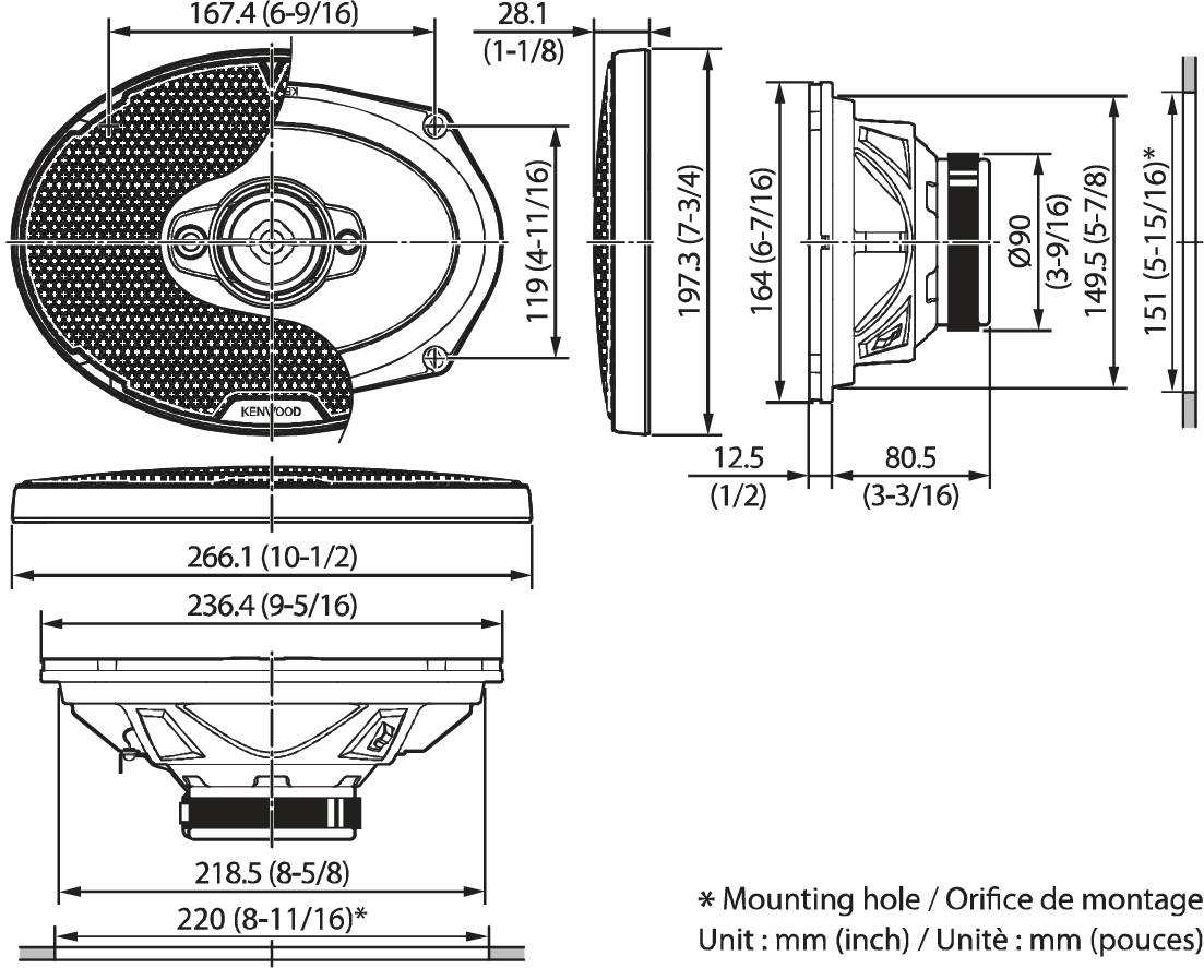 KENWOOD KFC-PS6987 - Sistema di altoparlanti Performance Standard a 4 vie da 6x9"