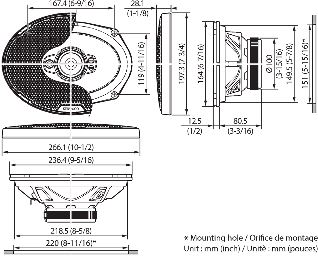 KENWOOD KFC-PS6997 - Sistema di altoparlanti Performance Standard a 5 vie da 6x9"