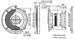 KENWOOD KFC-S1367 - Sistema di 2 speakers a 2 vie serie STAGE SOUND per montaggio a filo