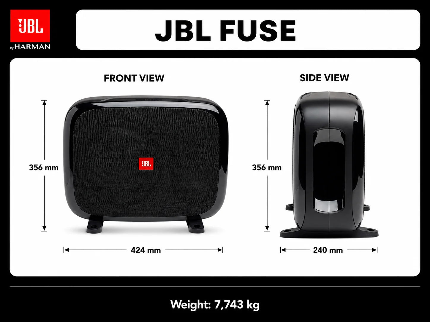 JBL FUSE subwoofer pre-caricato 200 W