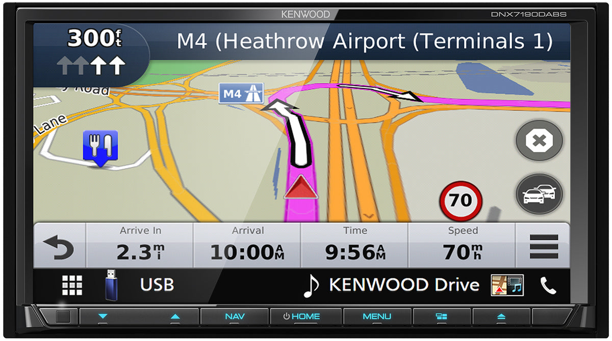 Kenwood DNX7190DABS AV Receiver con monitor da 7.0" WVGA e sistema di navigazione integrato. Smartphone control e DAB+ radio integrata