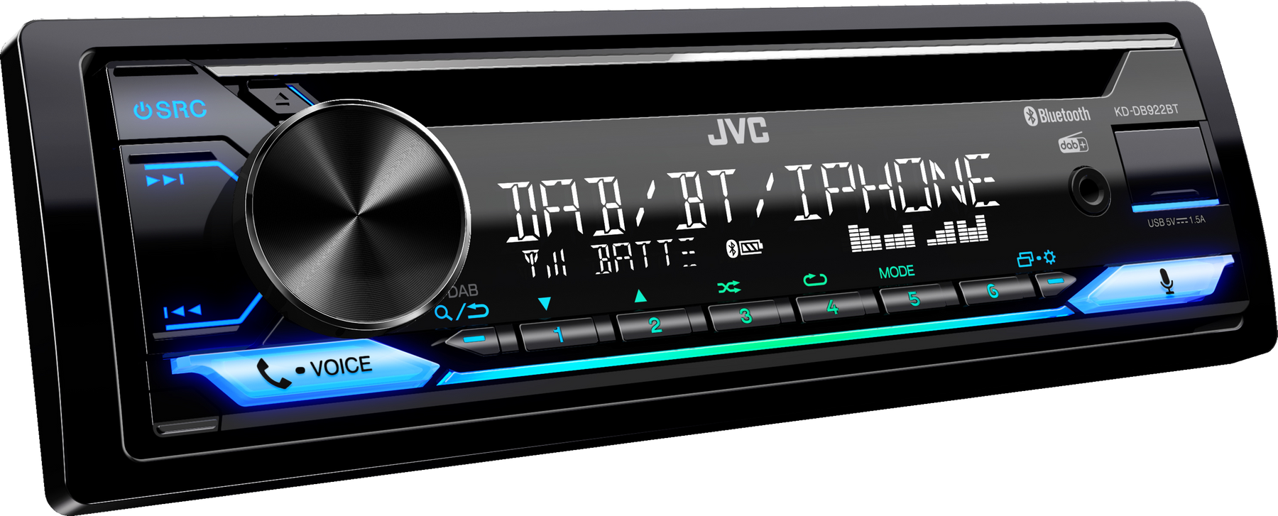 JVC KD-DB922BT Sintolettore CD 1DIN con Bluetooth e Digital DAB+ tuner. Compatibile con  Amazon Alexa