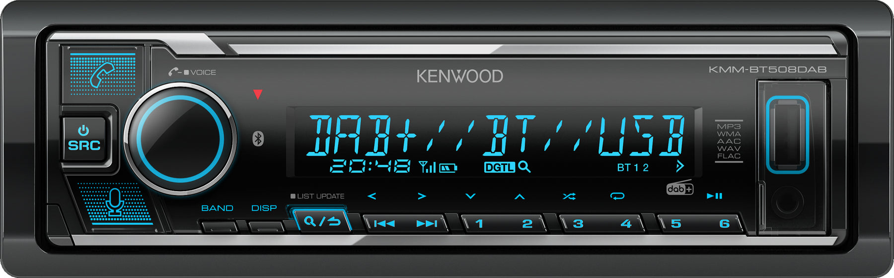 Kenwood KMM-BT508DAB. Digital Media Receiver CON Digital radio DAB+, Bluetooth e compatibilità con Amazon Alexa