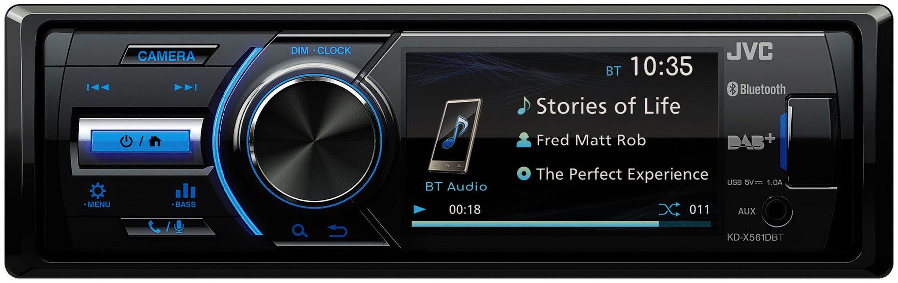 JVC KD-X561DBT Autoradio mechaless con monitor da 3.0" , Built-In DAB Tuner and Built-in e Bluetooth® Wireless Technology per viva voce e streaming audio